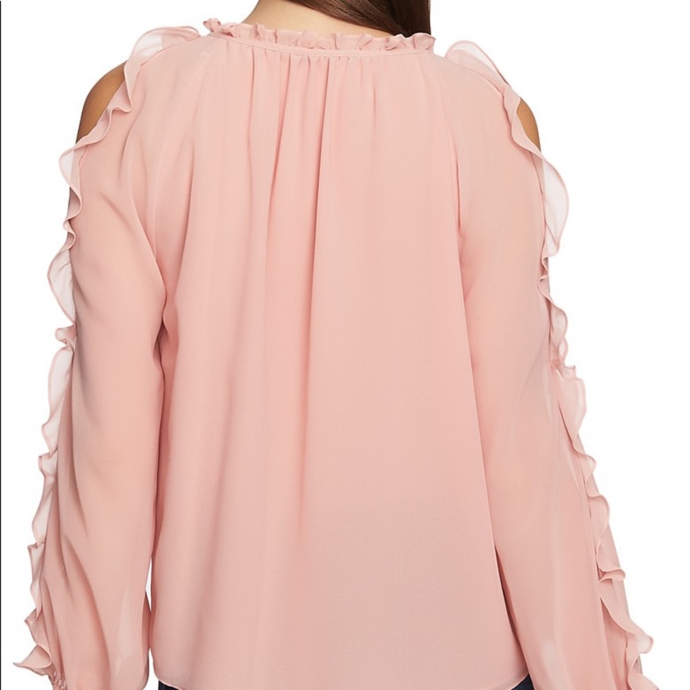 1.STATE Ruffled Cold-shoulder Top In Tudor Rose - Picture 2 of 2